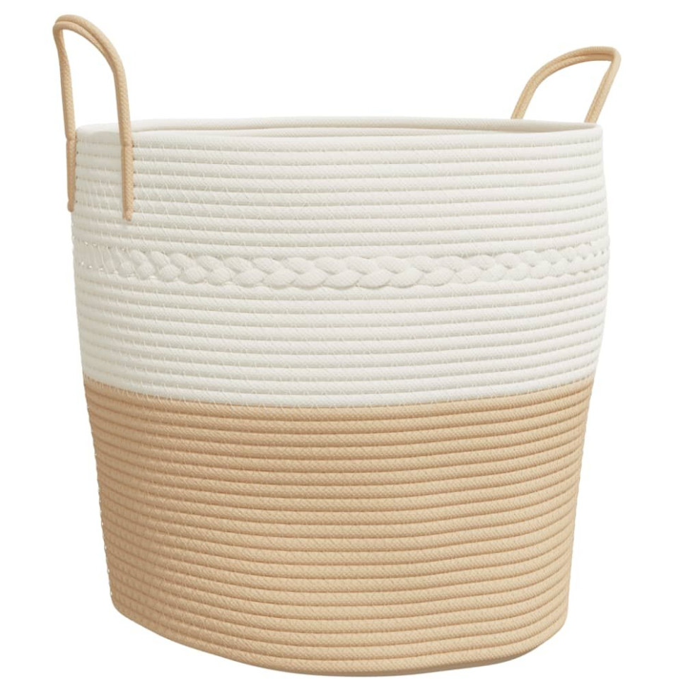 Vidaxl (Beige, 43 X 38 Cm) Storage Basket Laundry Basket Washing Basket Laundry Hamper Cotton