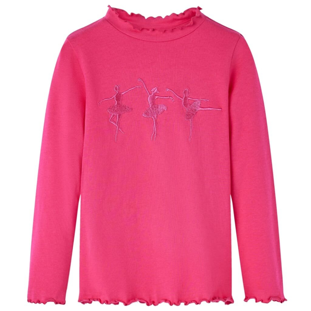Vidaxl (Pink, 104) Kids' T-Shirt With Long Sleeves Children's T Shirt Tee Ballerina Girls Design