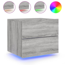(grey sonoma, 1 pcs) vidaXL Wall-mounted Bedside Cabinets with LED Lights Nightstand Wall Units