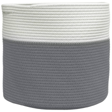 vidaXL Aufbewahrungskorb Grau und Weiß Ø40x35 cm Baumwolle