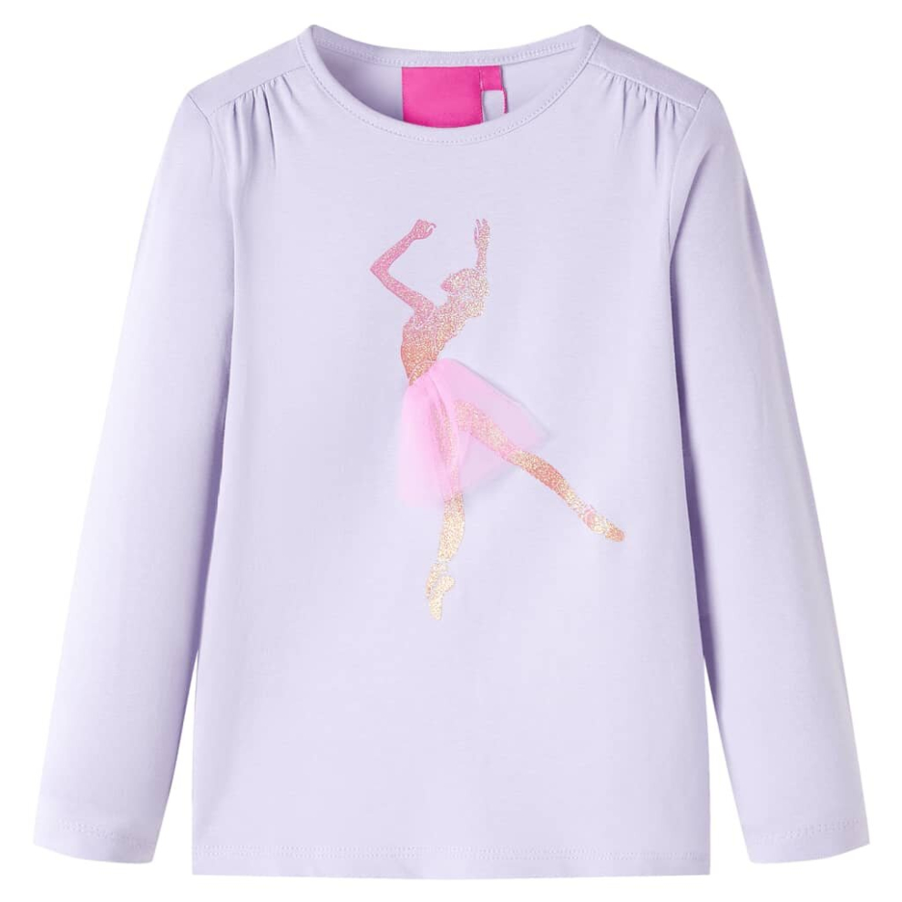 (lilac, 128) Kids' T-shirt with Long Sleeves Children's T Shirt Tee Ballerina Girl Print