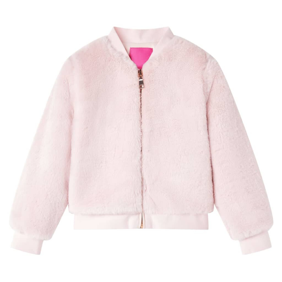 Vidaxl (92) Kids' Jacket Long Sleeve Children's Coat Zip Up Jacket Faux Fur Soft Pink