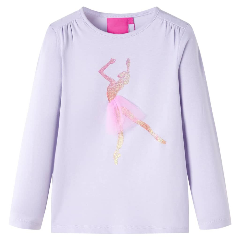 (lilac, 104) Kids' T-shirt with Long Sleeves Children's T Shirt Tee Ballerina Girl Print