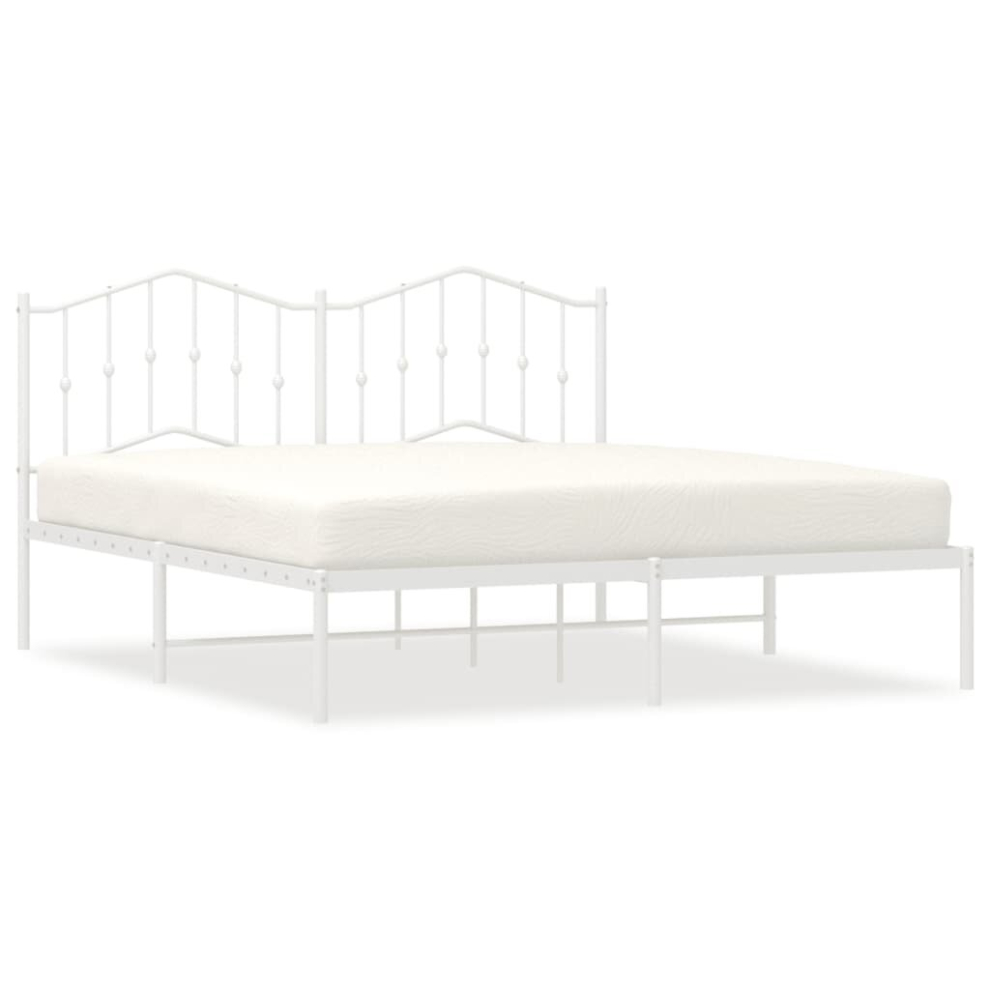 Vidaxl (With Headboard, 183 X 213 Cm) Metal Bed Frame Home Bedroom Bed Base Mattress Foundation Bedstead
