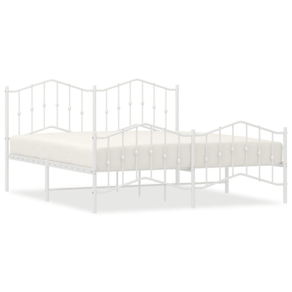 Vidaxl (With Headboard & Footboard, 183 X 213 Cm) Metal Bed Frame Home Bedroom Bed Base Mattress Foundation Bedstead