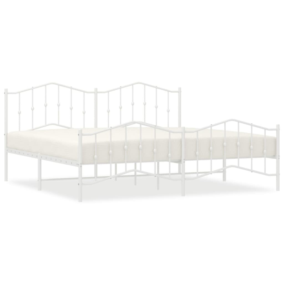 Vidaxl (With Headboard & Footboard, 193 X 203 Cm) Metal Bed Frame Home Bedroom Bed Base Mattress Foundation Bedstead
