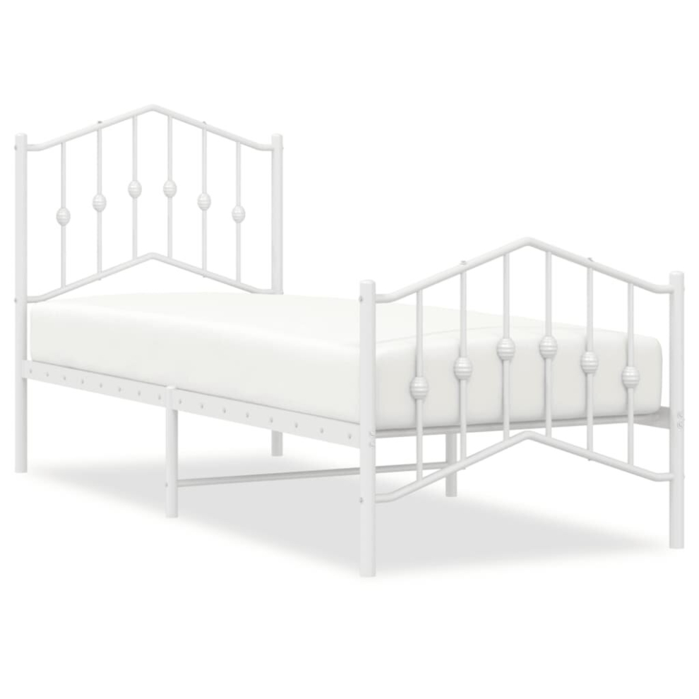 (with headboard & footboard, 75 x 190 cm) vidaXL Metal Bed Frame Home Bedroom Bed Base Mattress Foundation Bedstead