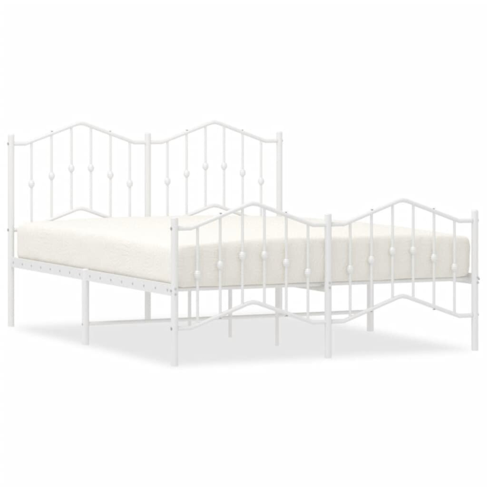 Vidaxl (With Headboard & Footboard, 135 X 190 Cm) Metal Bed Frame Home Bedroom Bed Base Mattress Foundation Bedstead