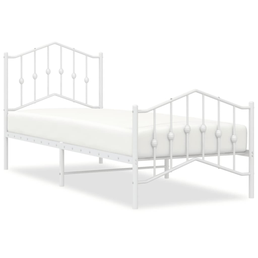 (with headboard & footboard, 80 x 200 cm) vidaXL Metal Bed Frame Home Bedroom Bed Base Mattress Foundation Bedstead