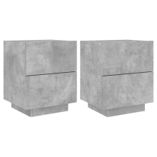 (concrete grey, 2 pcs) vidaXL Bedside Cabinets with LED Lights Nightstand Bed Table Engineered Wood