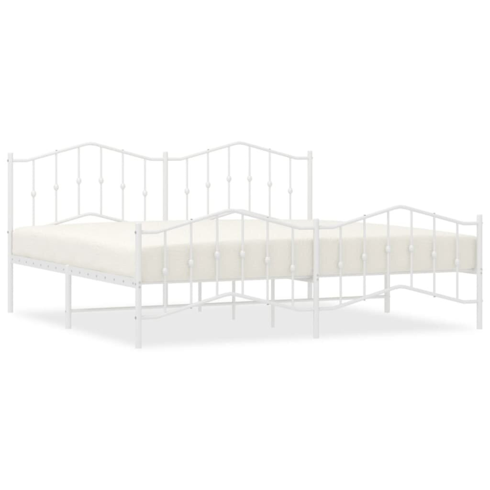 (with headboard & footboard, 200 x 200 cm) vidaXL Metal Bed Frame Home Bedroom Bed Base Mattress Foundation Bedstead