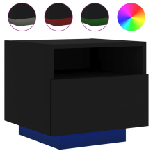 (black, 1 pcs) vidaXL Bedside Cabinets with LED Lights Nightstand Bed Cabinet Side Table
