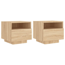 (sonoma oak, 2 pcs) vidaXL Bedside Cabinets with LED Lights Nightstand Bed Cabinet Side Table