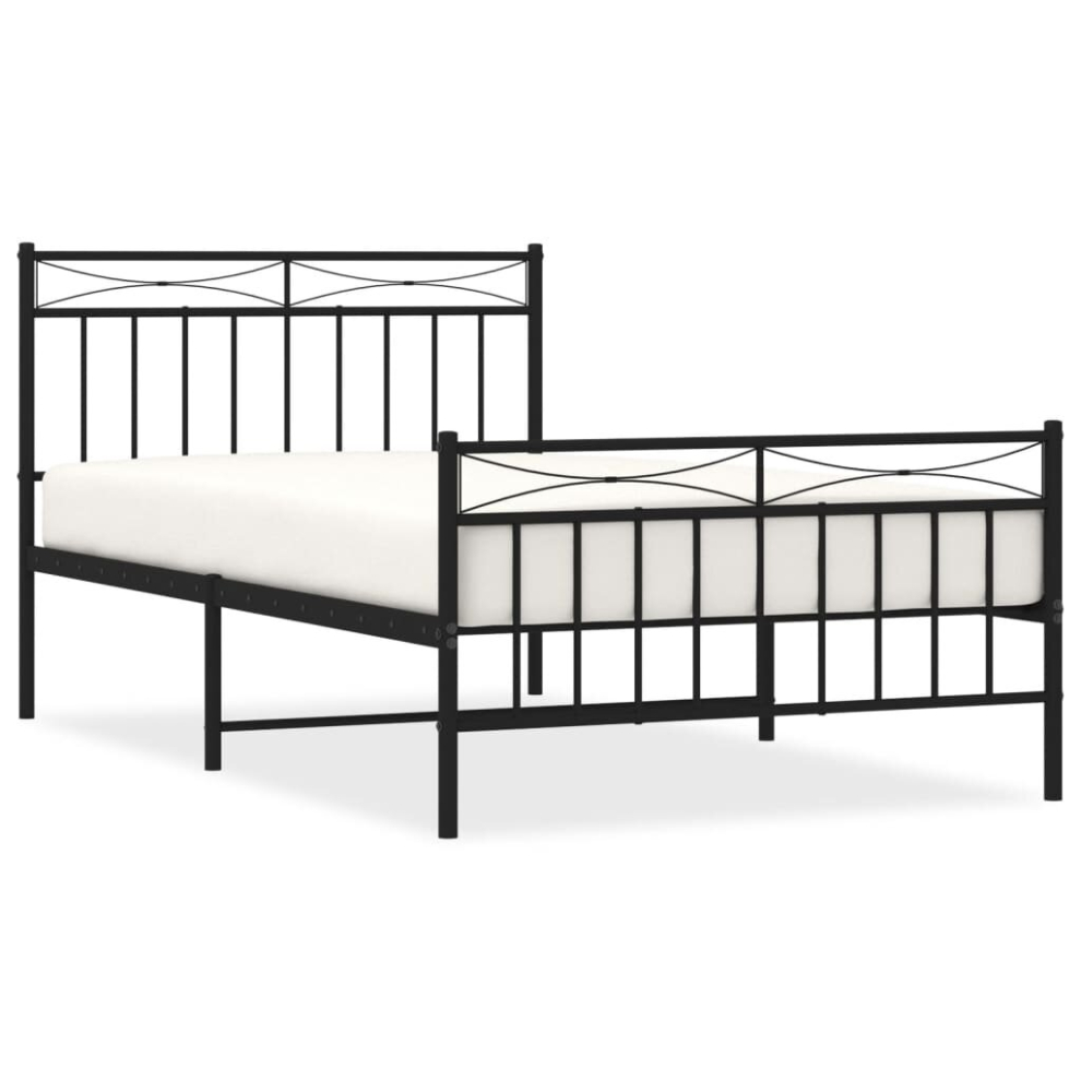 (black, 107x203 cm/with headboard & footboard) vidaXL Metal Bed Frame Home Bedroom Bed Base Mattress Foundation Bedstead