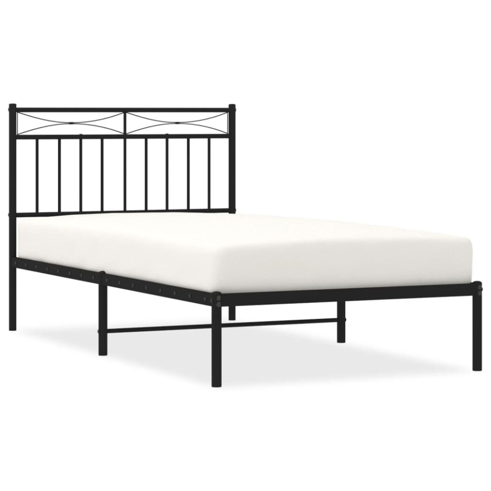 (black, 100x190 cm/with headboard) vidaXL Metal Bed Frame Home Bedroom Bed Base Mattress Foundation Bedstead