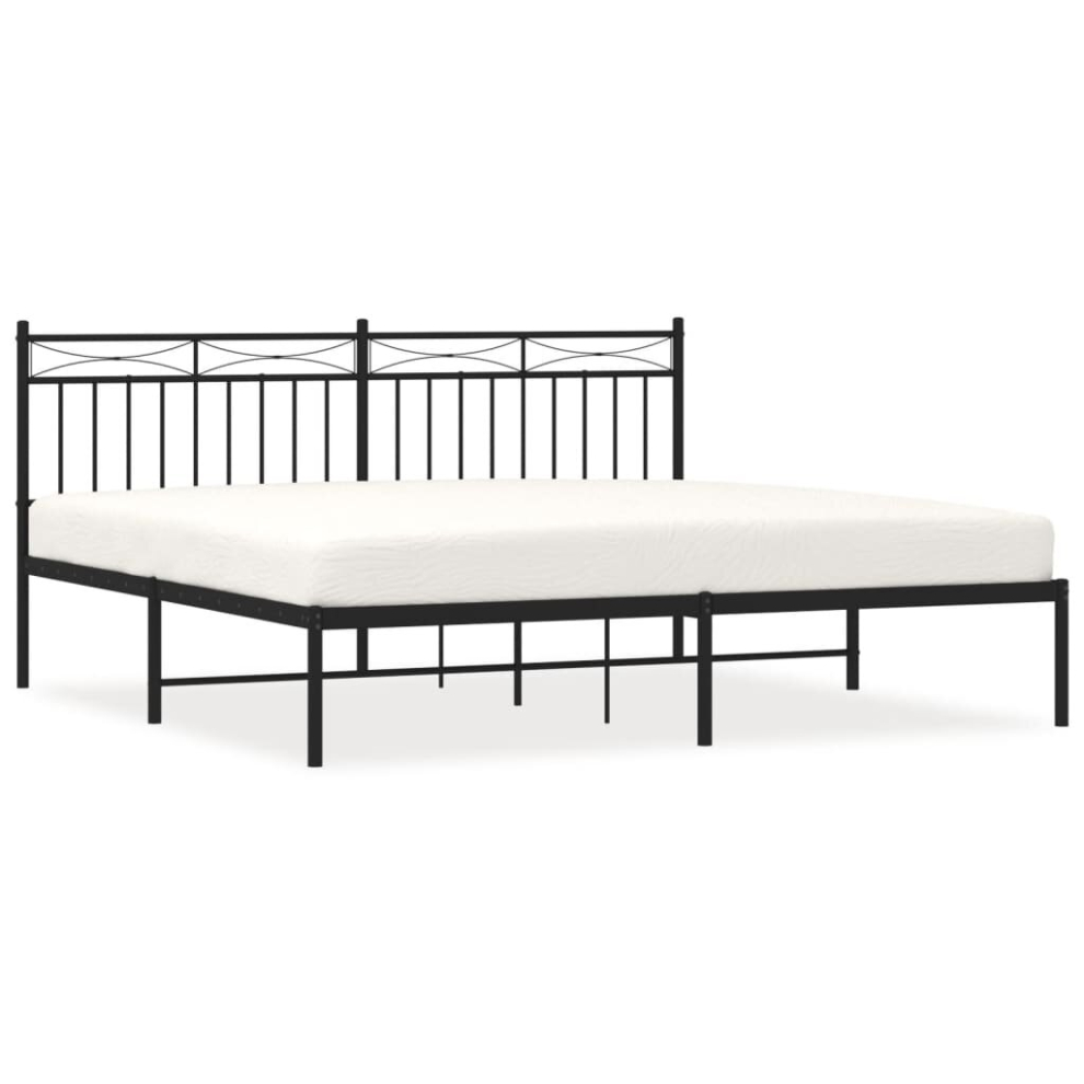 Vidaxl (Black, 183X213 Cm/With Headboard) Metal Bed Frame Home Bedroom Bed Base Mattress Foundation Bedstead