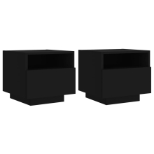 (black, 2 pcs) vidaXL Bedside Cabinets with LED Lights Nightstand Bed Cabinet Side Table