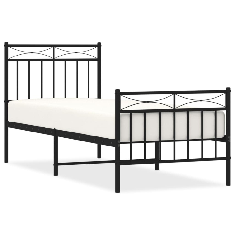 (black, 80x200 cm/with headboard & footboard) vidaXL Metal Bed Frame Home Bedroom Bed Base Mattress Foundation Bedstead