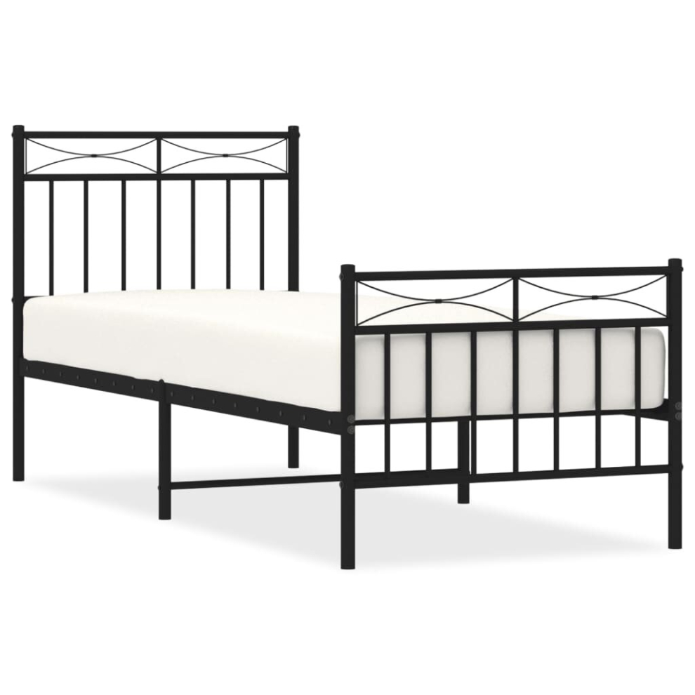 Vidaxl (Black, 80X200 Cm/With Headboard & Footboard) Metal Bed Frame Home Bedroom Bed Base Mattress Foundation Bedstead