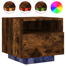 (smoked oak, 1 pcs) vidaXL Bedside Cabinets with LED Lights Nightstand Bed Cabinet Side Table