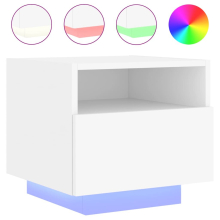 (white, 1 pcs) vidaXL Bedside Cabinets with LED Lights Nightstand Bed Cabinet Side Table