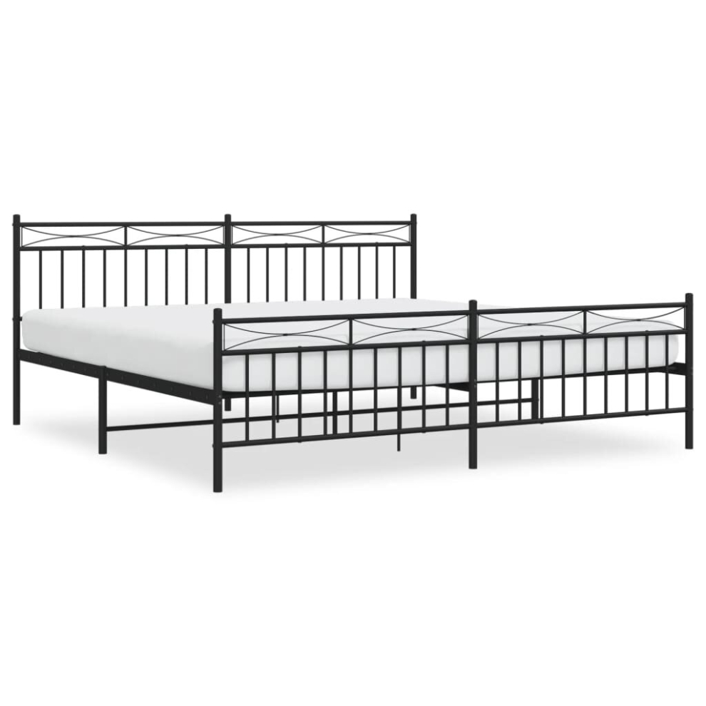 (black, 200x200 cm/with headboard & footboard) vidaXL Metal Bed Frame Home Bedroom Bed Base Mattress Foundation Bedstead