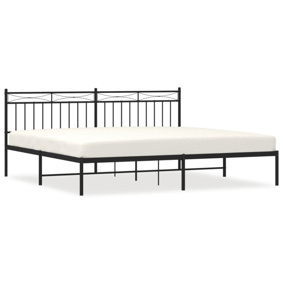 (black, 200x200 cm/with headboard) vidaXL Metal Bed Frame Home Bedroom Bed Base Mattress Foundation Bedstead