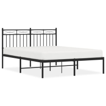 (black, 135x190 cm/with headboard) vidaXL Metal Bed Frame Home Bedroom Bed Base Mattress Foundation Bedstead