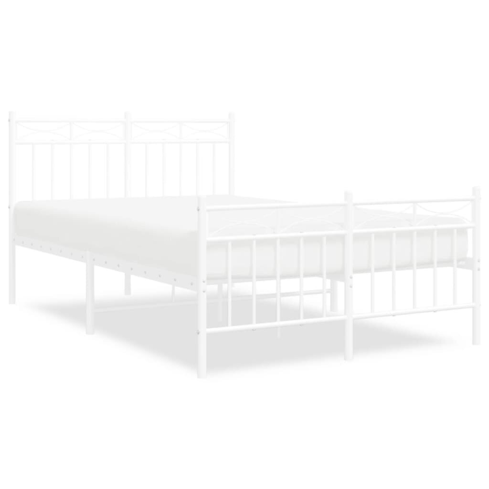 (white, 120x200 cm/with headboard & footboard) vidaXL Metal Bed Frame Home Bedroom Bed Base Mattress Foundation Bedstead