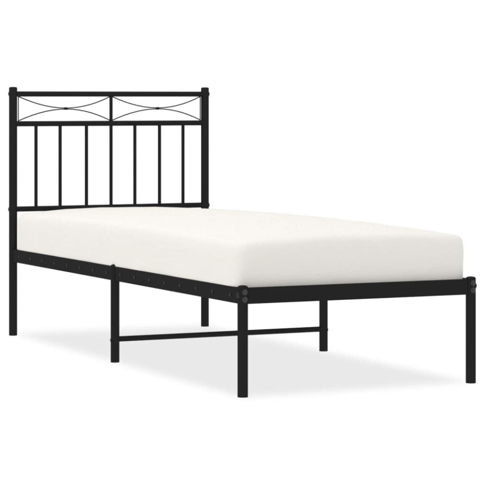 Vidaxl (Black, 80X200 Cm/With Headboard) Metal Bed Frame Home Bedroom Bed Base Mattress Foundation Bedstead