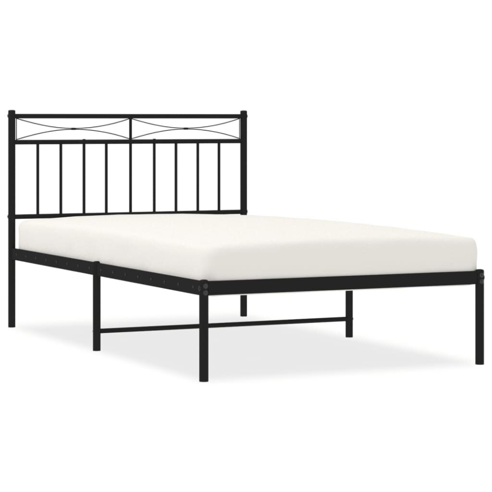 Vidaxl (Black, 100X200 Cm/With Headboard) Metal Bed Frame Home Bedroom Bed Base Mattress Foundation Bedstead