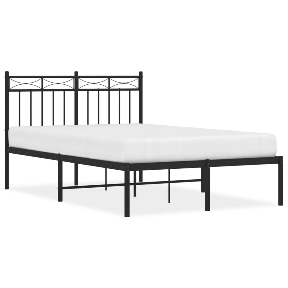 Vidaxl (Black, 120X200 Cm/With Headboard) Metal Bed Frame Home Bedroom Bed Base Mattress Foundation Bedstead