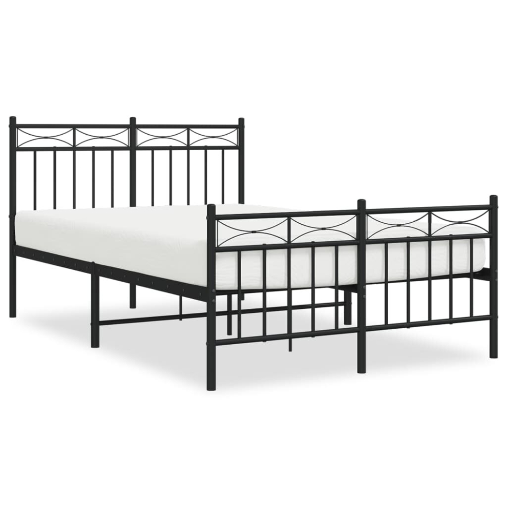 (black, 120x200 cm/with headboard & footboard) vidaXL Metal Bed Frame Home Bedroom Bed Base Mattress Foundation Bedstead