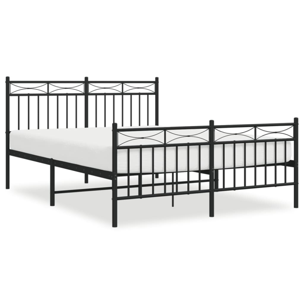 (black, 140x190 cm/with headboard & footboard) vidaXL Metal Bed Frame Home Bedroom Bed Base Mattress Foundation Bedstead