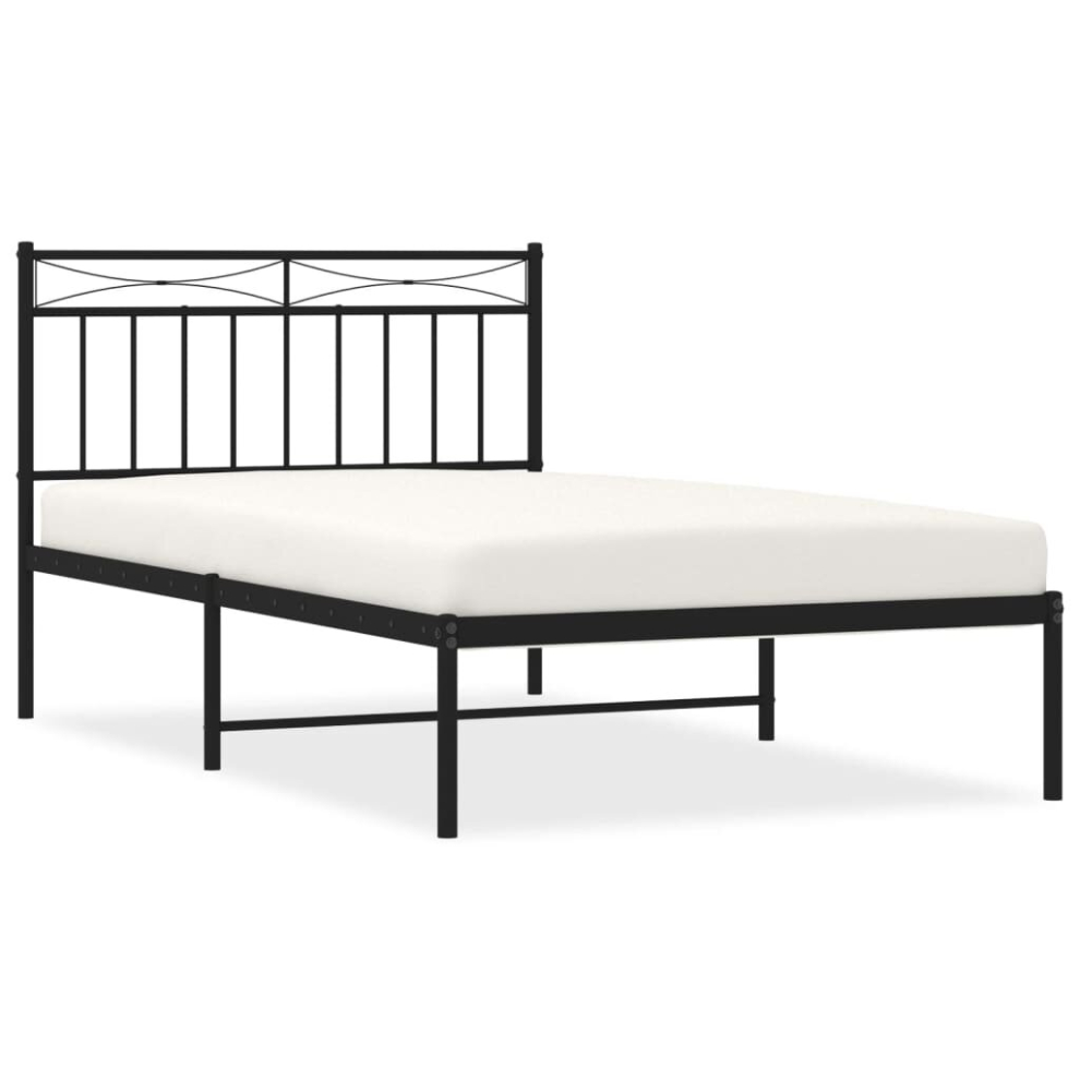 (black, 107x203 cm/with headboard) vidaXL Metal Bed Frame Home Bedroom Bed Base Mattress Foundation Bedstead