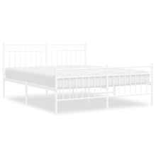 (white, 150x200 cm/with headboard & footboard) vidaXL Metal Bed Frame Home Bedroom Bed Base Mattress Foundation Bedstead