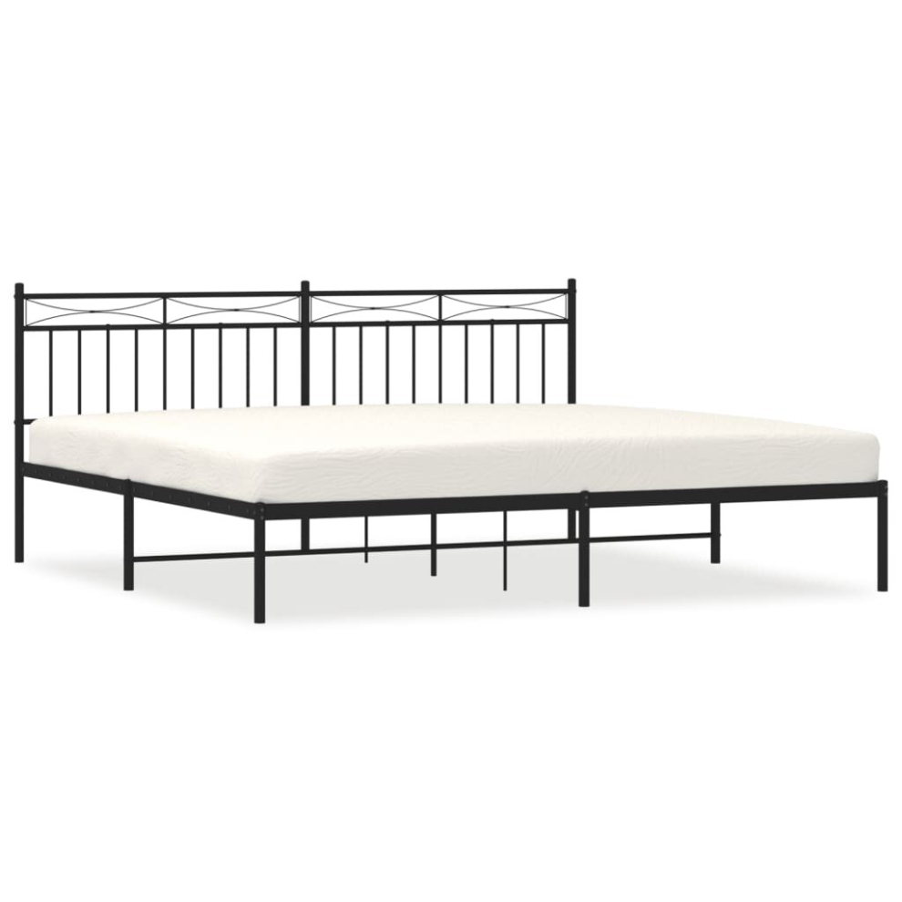 (black, 193x203 cm/with headboard) vidaXL Metal Bed Frame Home Bedroom Bed Base Mattress Foundation Bedstead