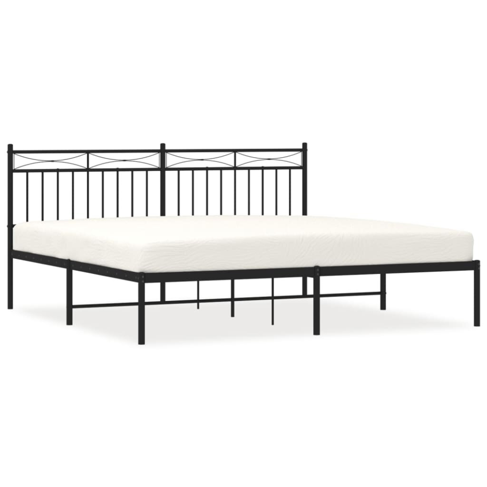 (black, 180x200 cm/with headboard) vidaXL Metal Bed Frame Home Bedroom Bed Base Mattress Foundation Bedstead