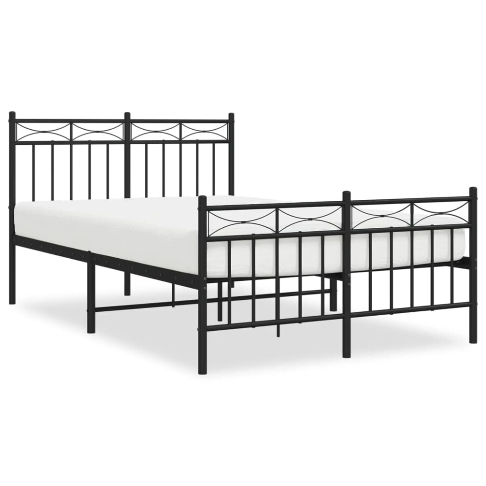 (black, 120x190 cm/with Headboard & footboard) vidaXL Metal Bed Frame Home Bedroom Bed Base Mattress Foundation Bedstead