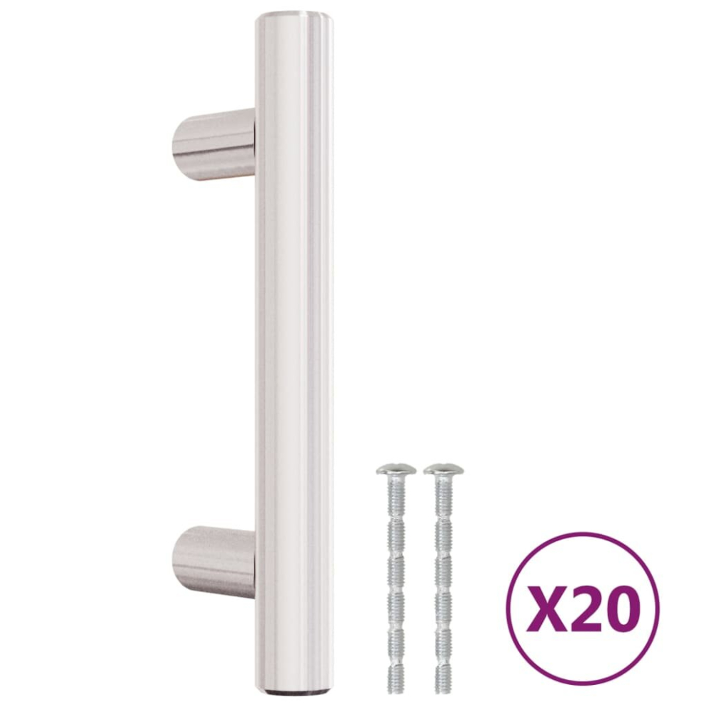 (Silver, 64 Mm/ 20 Pcs) Vidaxl Cabinet Handles Door Handles Furniture Drawer Pull Stainless Steel 8721012152748