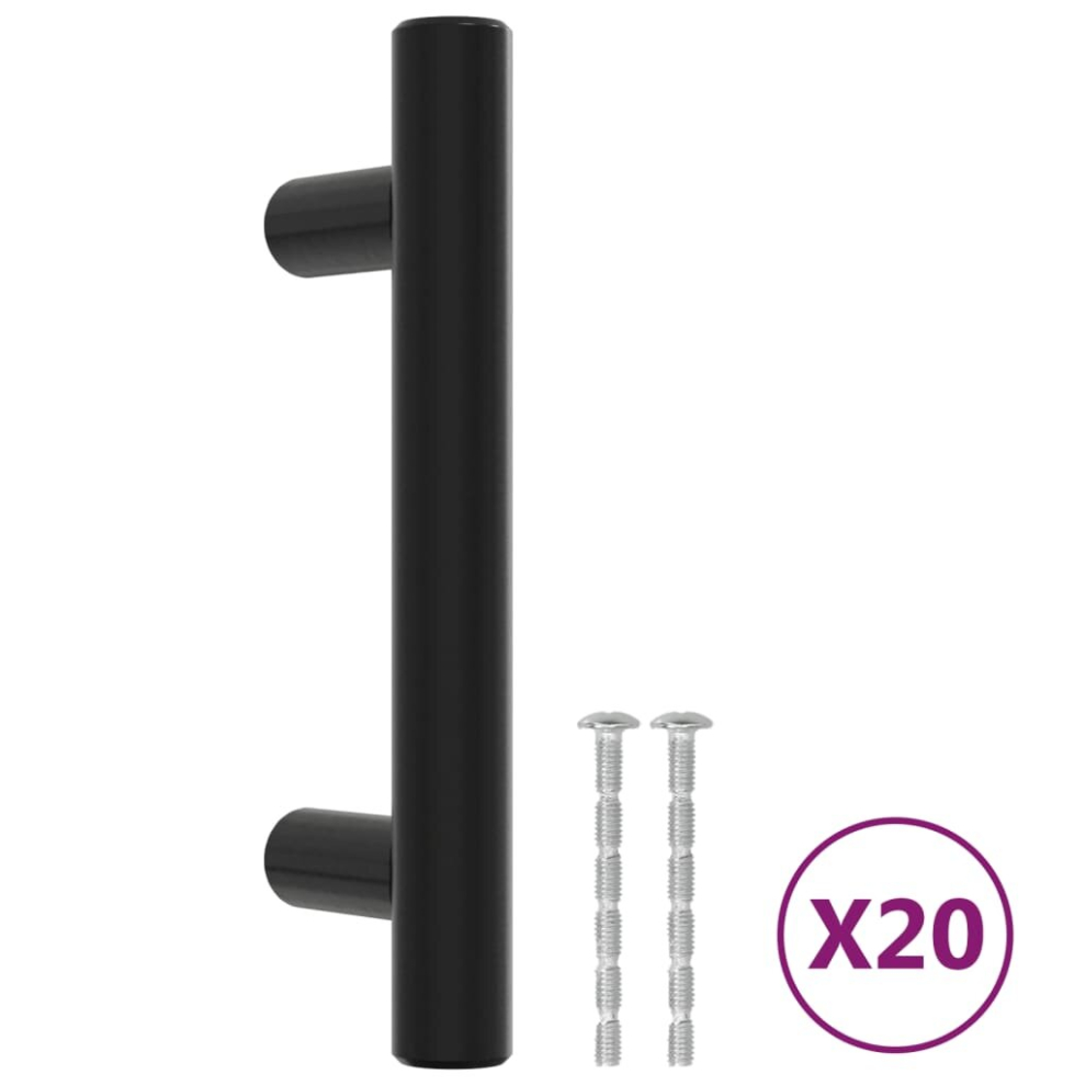 Vidaxl (Black, 64 Mm/ 20 Pcs) Cabinet Handles Door Handles Furniture Drawer Pull Stainless Steel