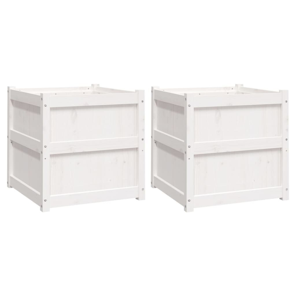 (white pine, 2 pcs) vidaXL Garden Planters Patio Flower Pot Plant Pot Planter Box Solid Wood Pine