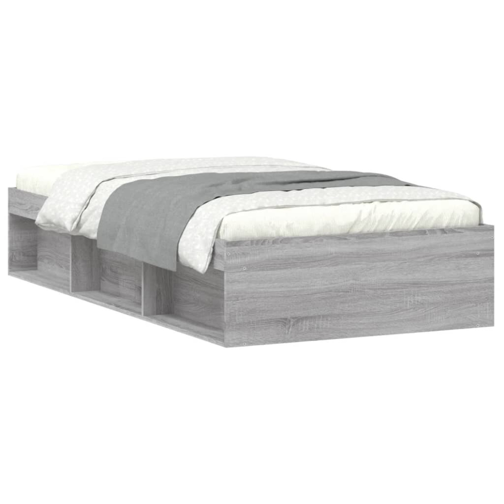 Vidaxl (Grey Sonoma, 100 X 200 Cm) Bed Frame Bedroom Mattress Foundation Guest Room Bedstead Bed Base