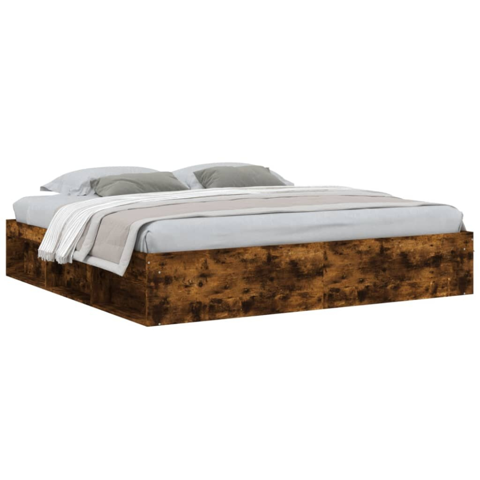 Vidaxl (Smoked Oak, 200 X 200 Cm) Bed Frame Bedroom Mattress Foundation Guest Room Bedstead Bed Base
