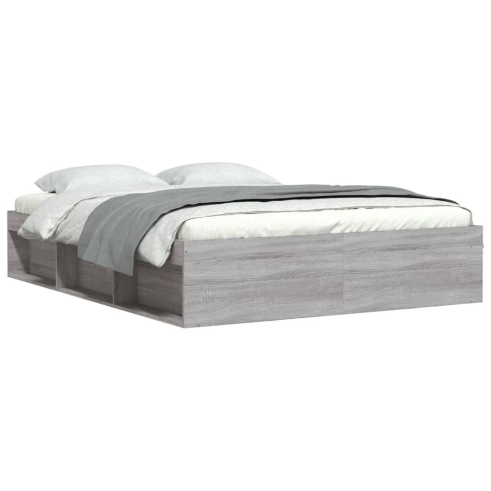 Vidaxl ( Sonoma, 140 X 200 Cm) Bed Frame Bedroom Mattress Foundation Guest Room Bedstead Bed Base Grey