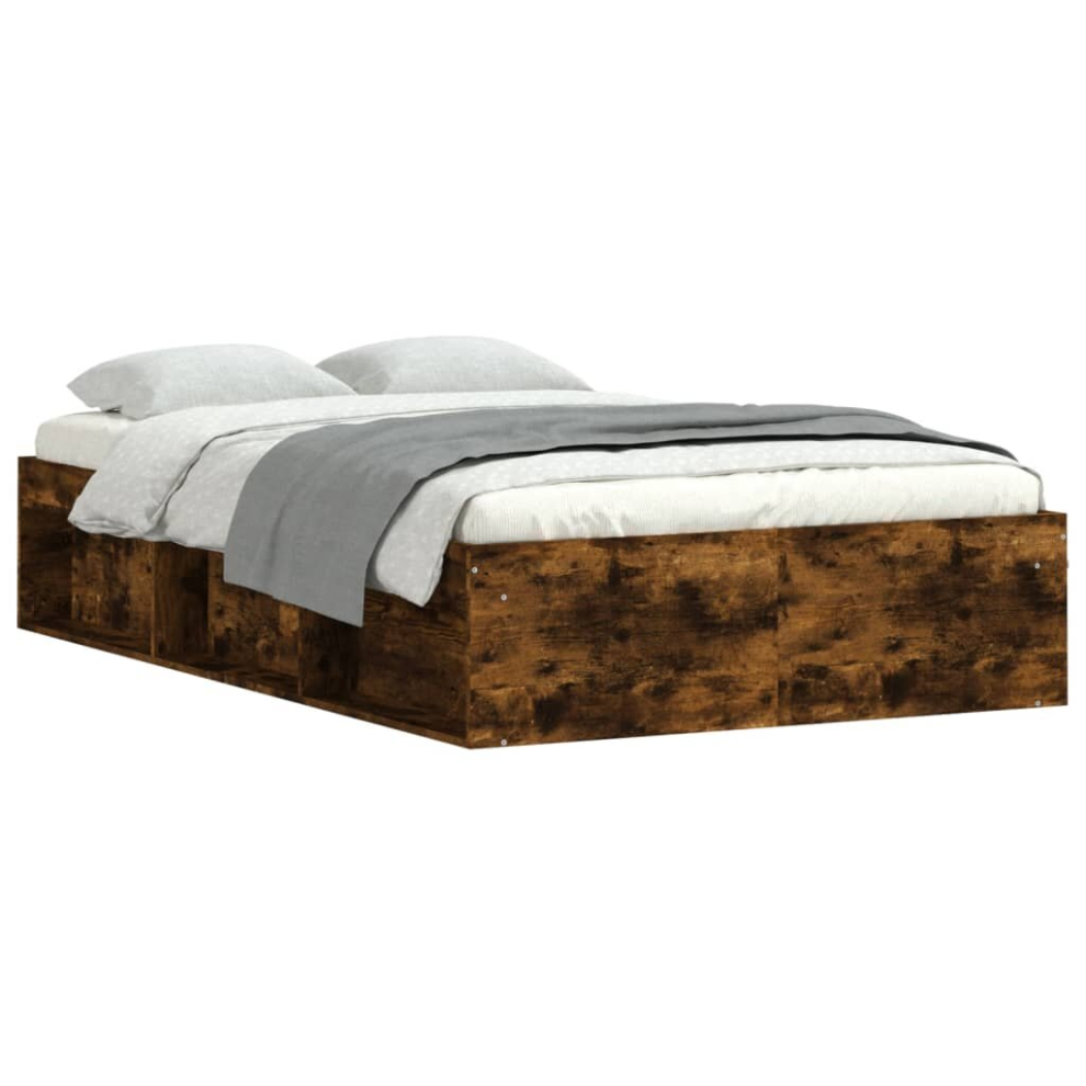 Vidaxl (Smoked Oak, 120 X 190 Cm) Bed Frame Bedroom Mattress Foundation Guest Room Bedstead Bed Base