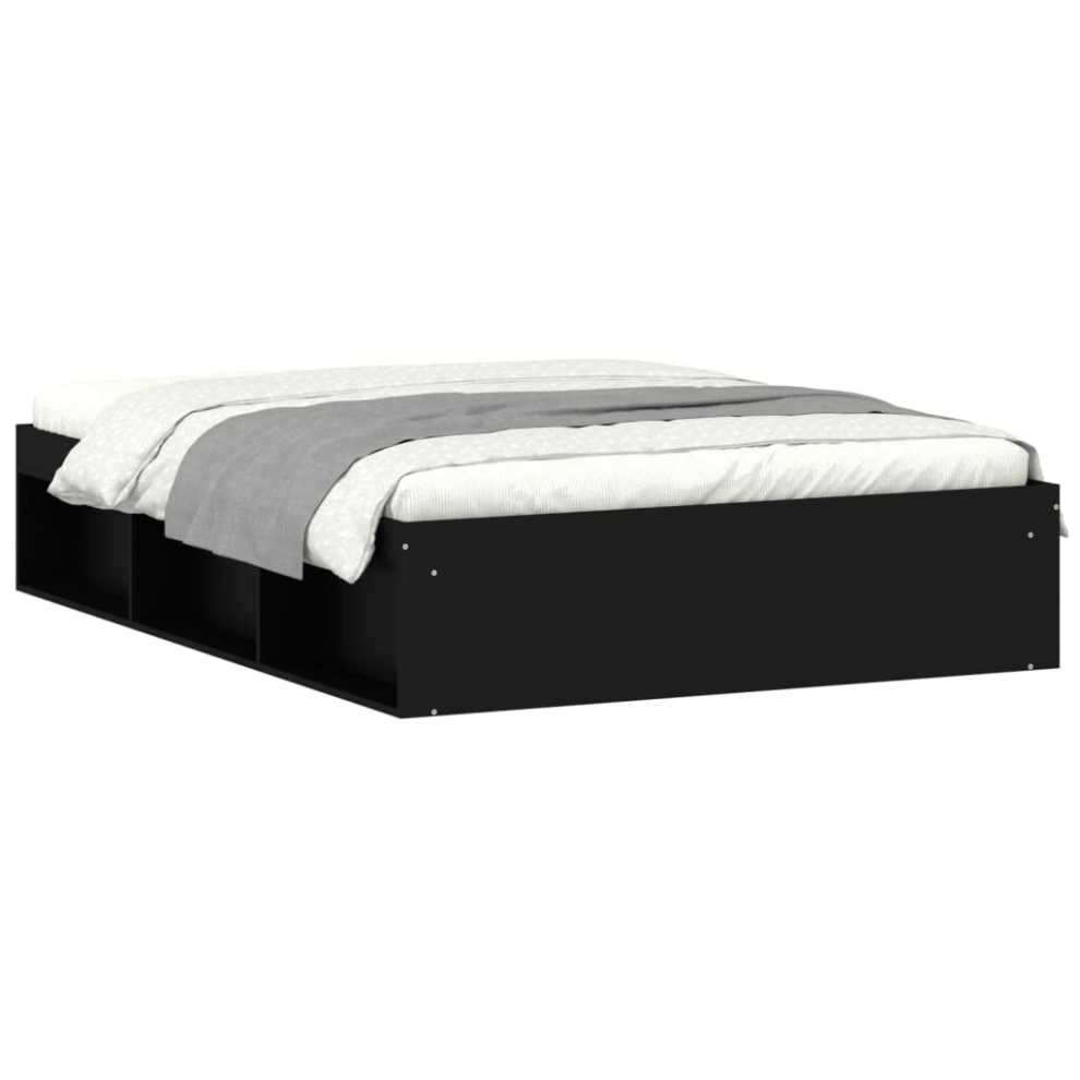 Vidaxl (Black, 135 X 190 Cm) Bed Frame Bedroom Mattress Foundation Guest Room Bedstead Bed Base