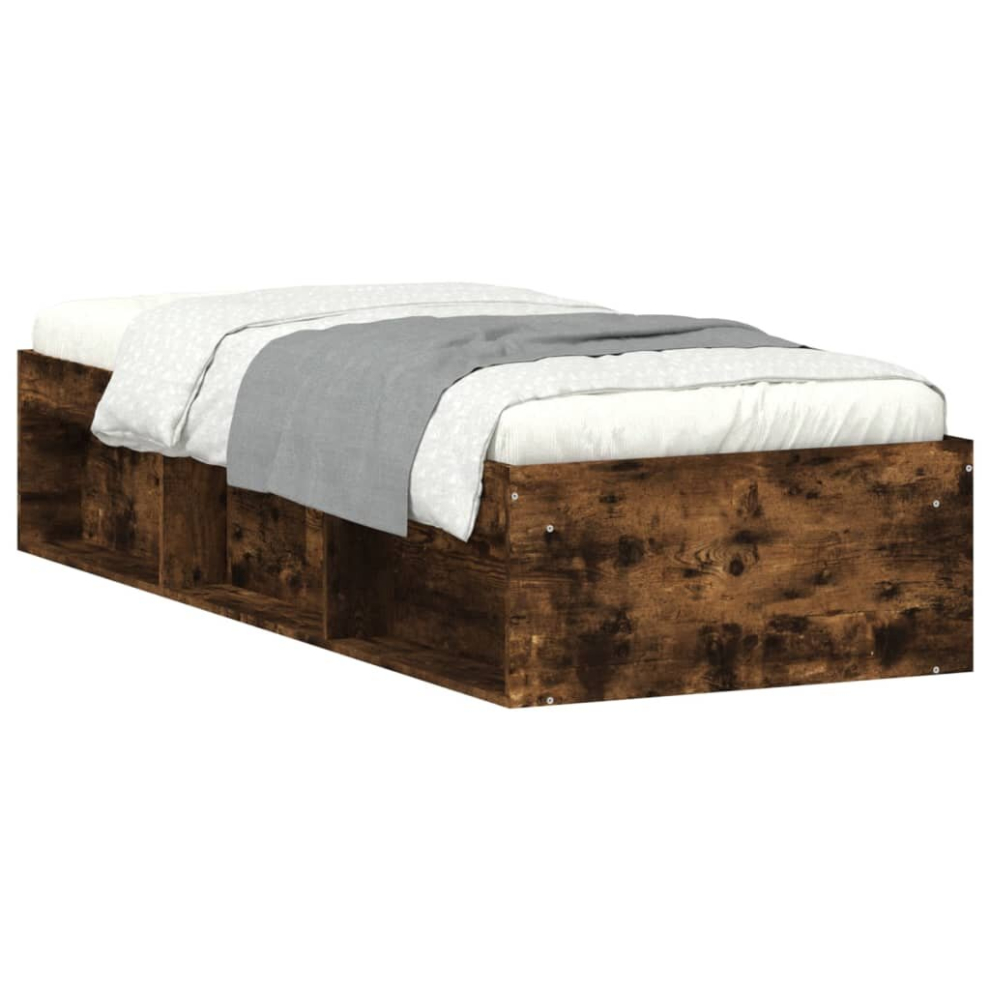 Vidaxl (Smoked Oak, 75 X 190 Cm) Bed Frame Bedroom Mattress Foundation Guest Room Bedstead Bed Base