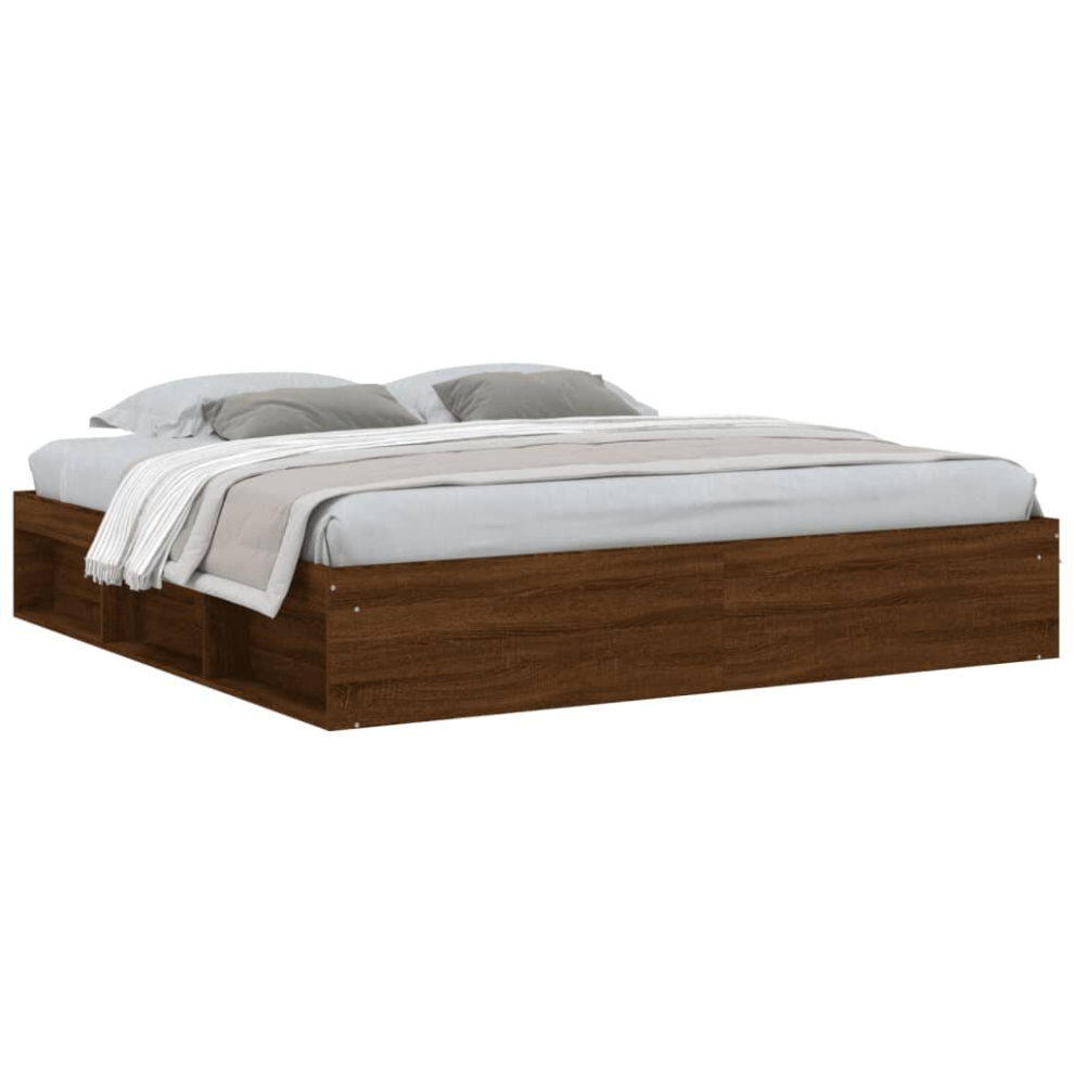 Vidaxl (Brown Oak, 200 X 200 Cm) Bed Frame Bedroom Mattress Foundation Guest Room Bedstead Bed Base