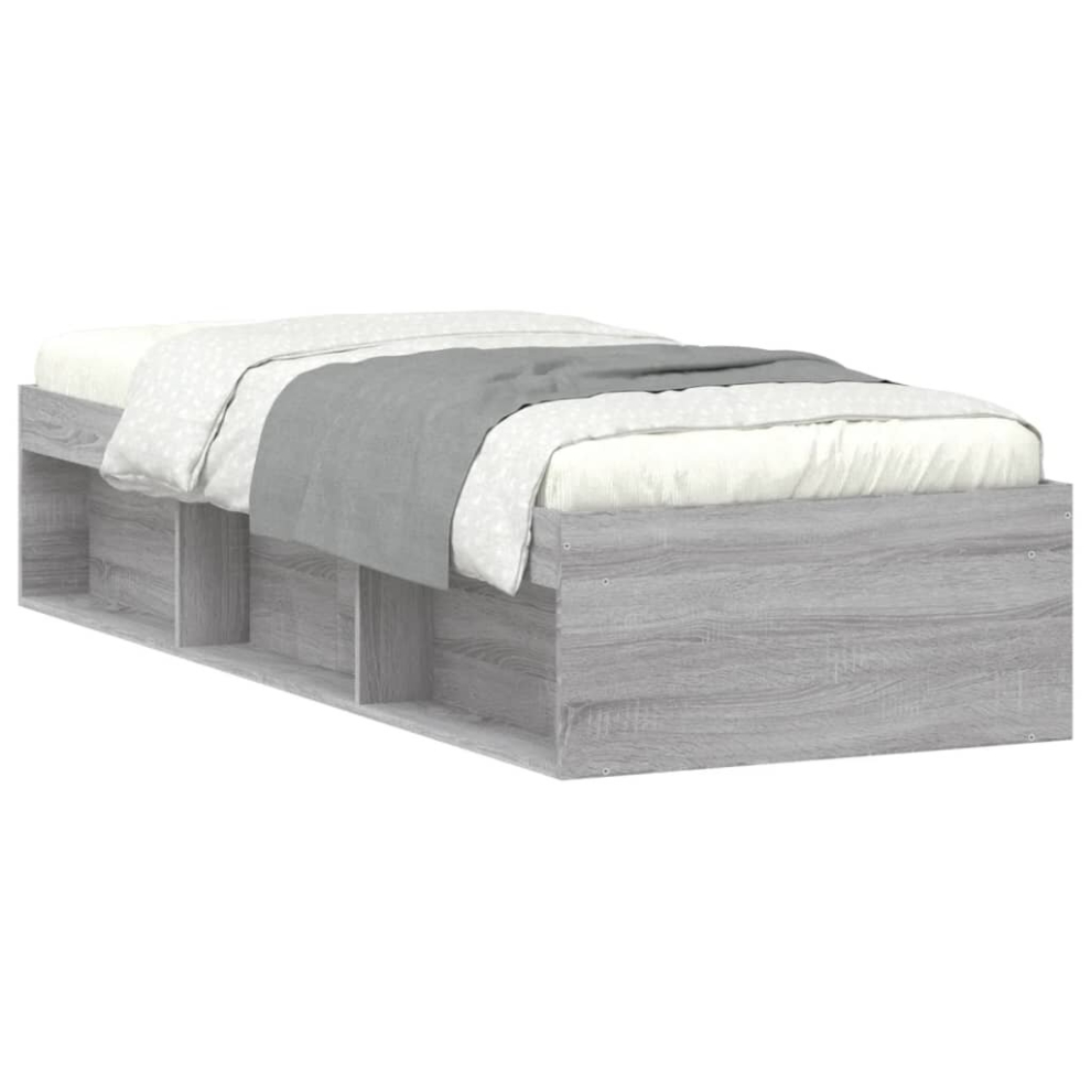 Vidaxl (Grey Sonoma, 75 X 190 Cm) Bed Frame Bedroom Mattress Foundation Guest Room Bedstead Bed Base